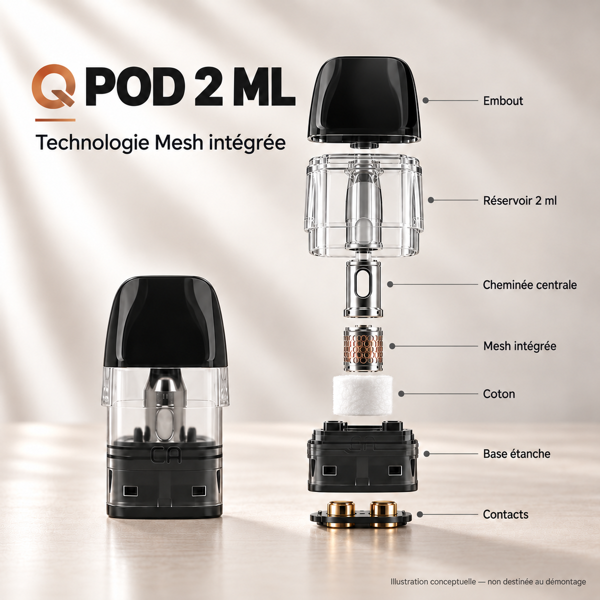 Cartouche Q Pod 2 ml — technologie Mesh intégrée