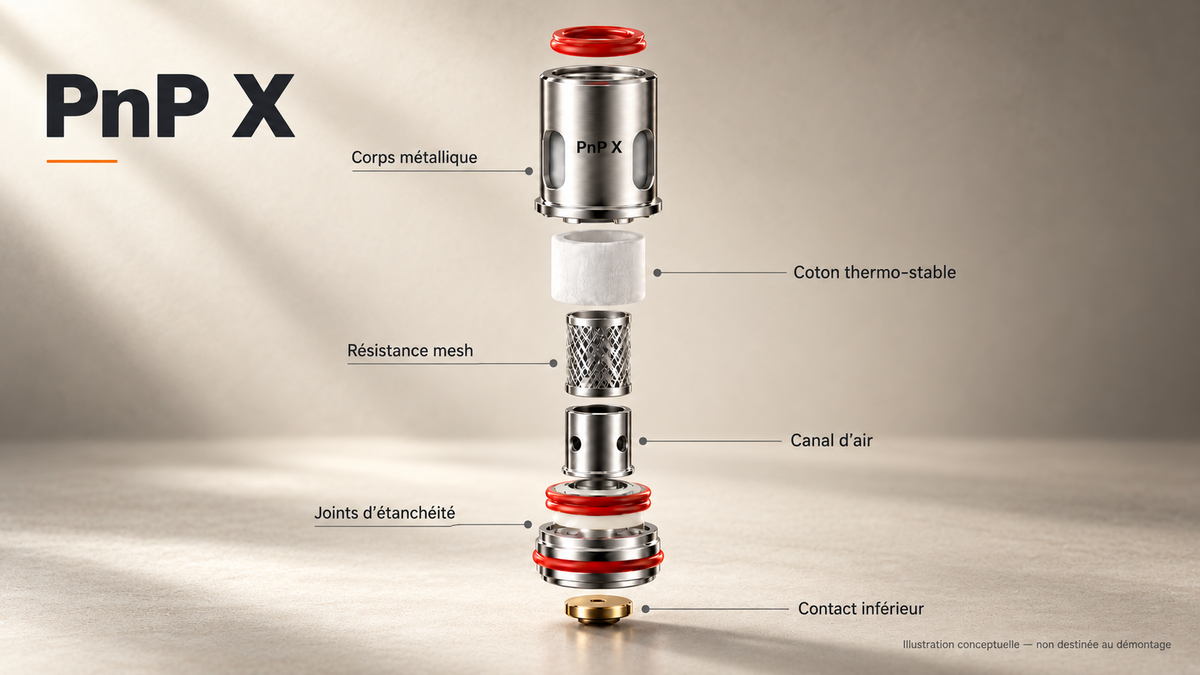Résistance VOOPOO PnP X – illustration technique de la structure interne