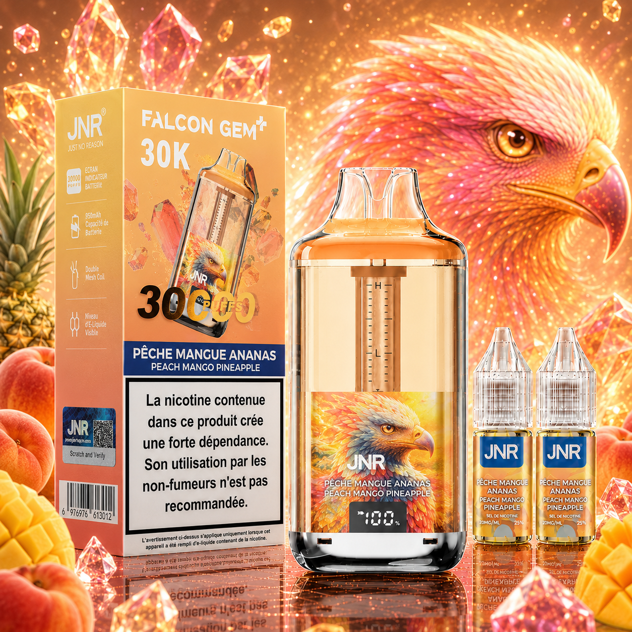 Puff Falcon Gem+ 30K Peach Mango Pineapple JNR