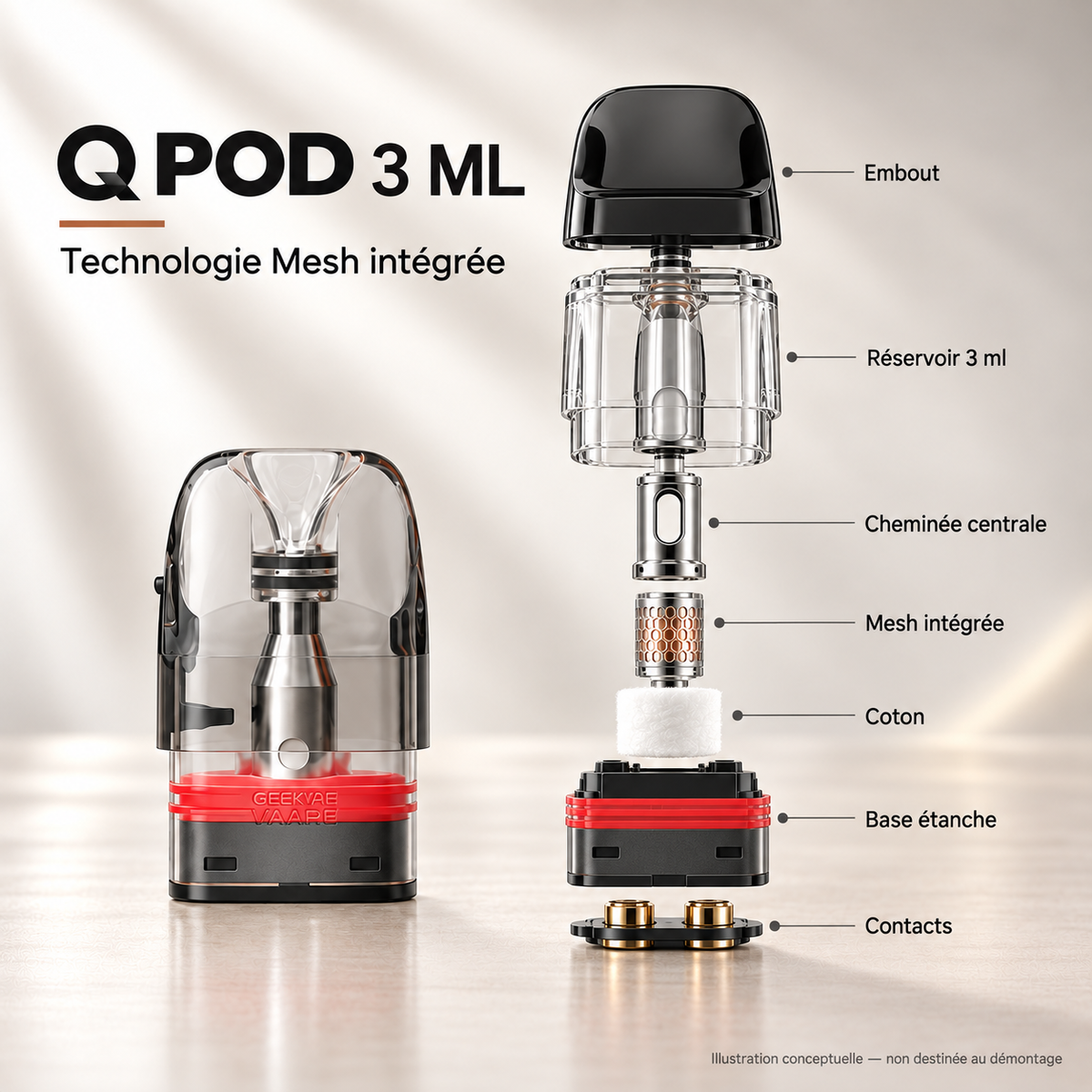 Cartouche Q Pod 3 ml — technologie Mesh intégrée