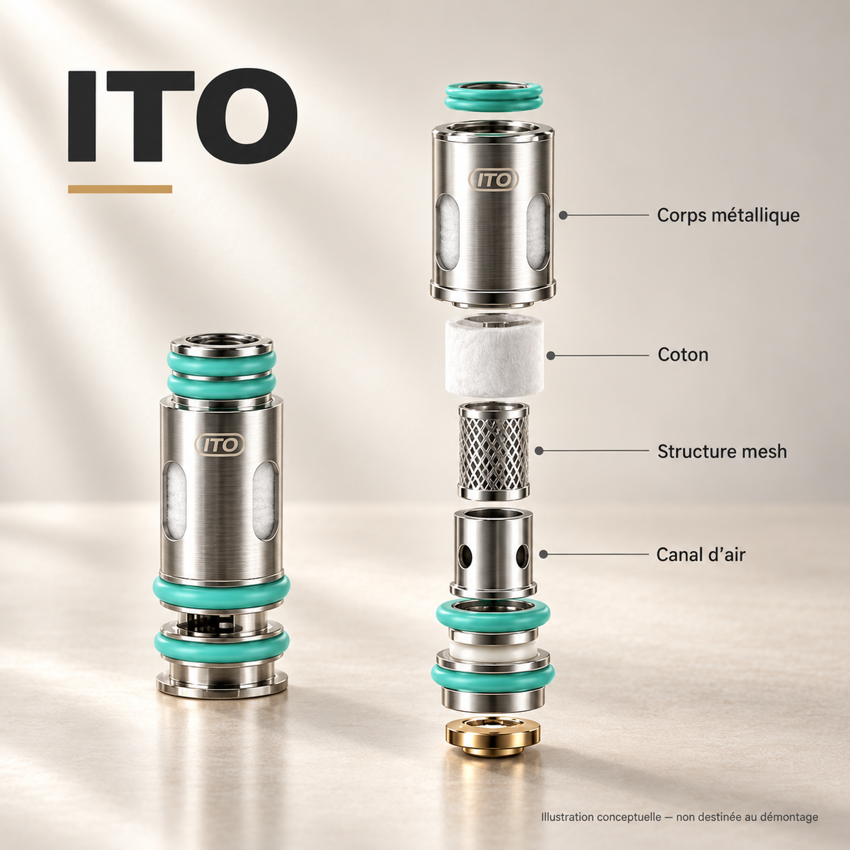 Résistance VOOPOO ITO – illustration technique de la structure mesh